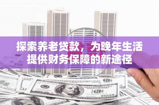 新河探索养老贷款，为晚年生活提供财务保障的新途径